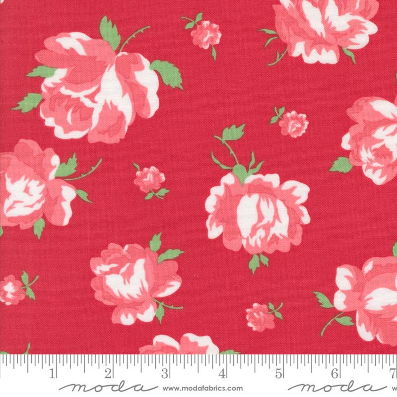 Fabric Moda Red Rosie Florals Summertime by the Quarter Yard 55320-12